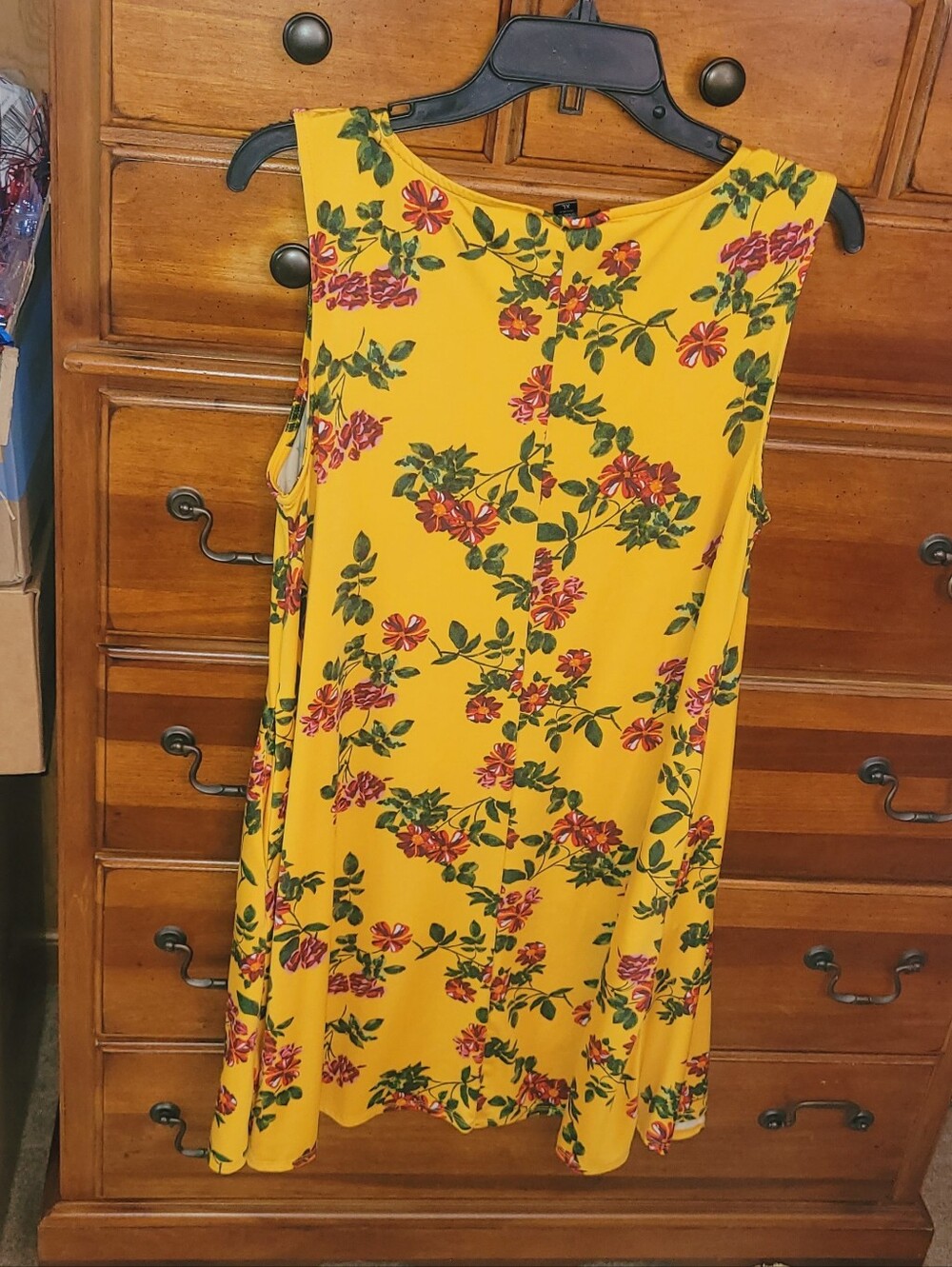 🌼 Nina Leonard Mustard Yellow Floral Shift Dress 🌼 - Picture 3 of 8